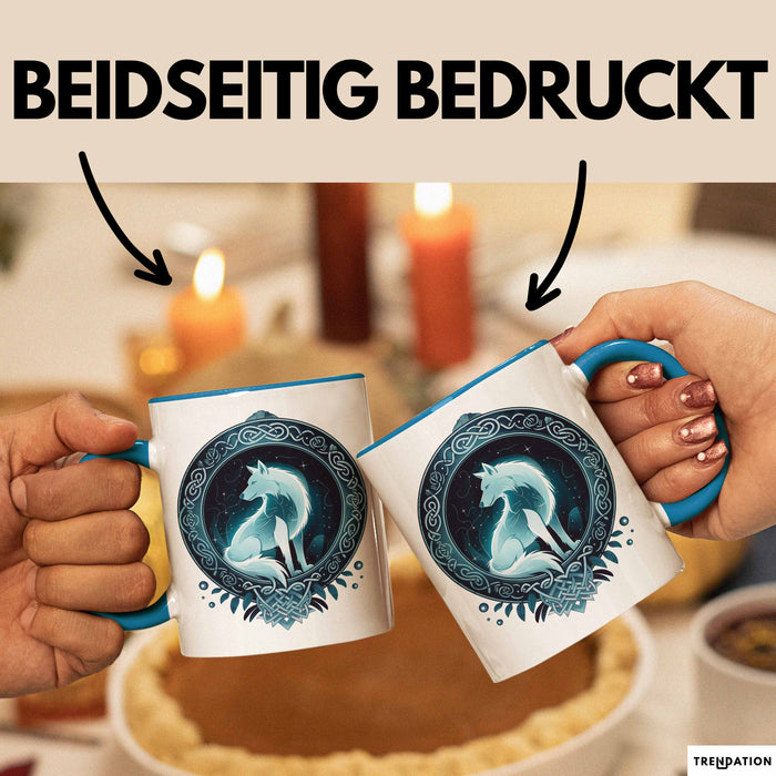 Wolf Tasse Geschenkidee Wikinger Fenriswolf Blau Trendation
