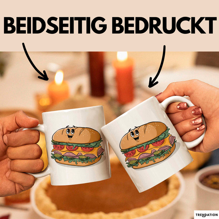 Sandwich Liebhaber Tasse Geschenkidee für Snack Stapel Fan Weiß Trendation