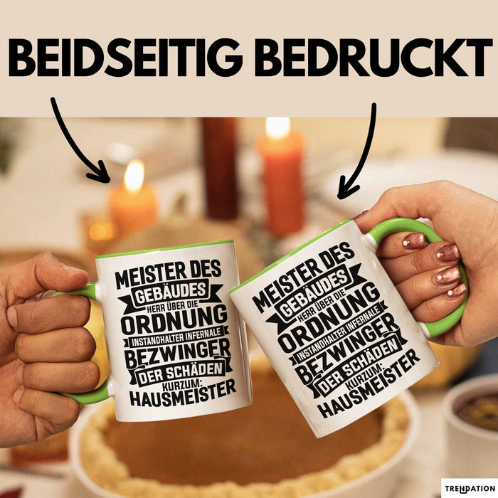 Hausmeister Tasse Geschenk Meister Des Gebäudes Grün Trendation