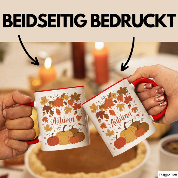 Herbstzeit Tasse Geschenkidee für Herbstliebhaber Rot Trendation