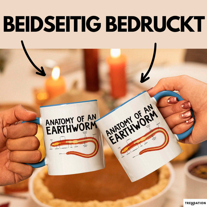 Regenwurm Tasse Geschenk Lustige Geschenkidee Spruch Anatomie Eines Regenwurms Blau Trendation