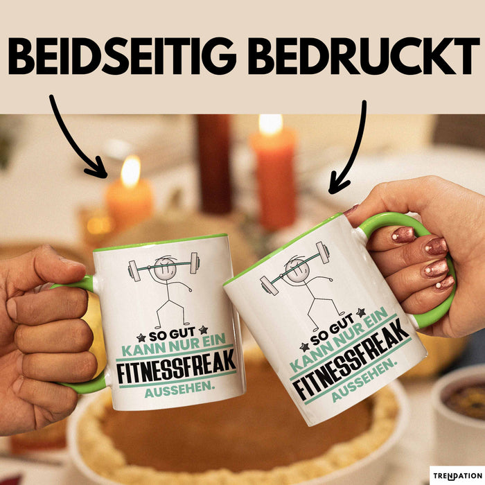 Fitnessfreak Geschenk Tasse So Gut Kann Nur Ein Fitnessfreak Aussehen Geschenkidee Kaffee-Becher Grün Trendation