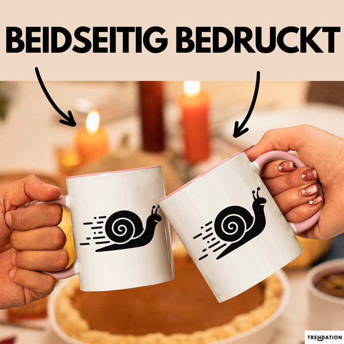 Schnelle Schnecke Tasse Geschenk Lustige Geschenkidee Spruch Rosa Trendation