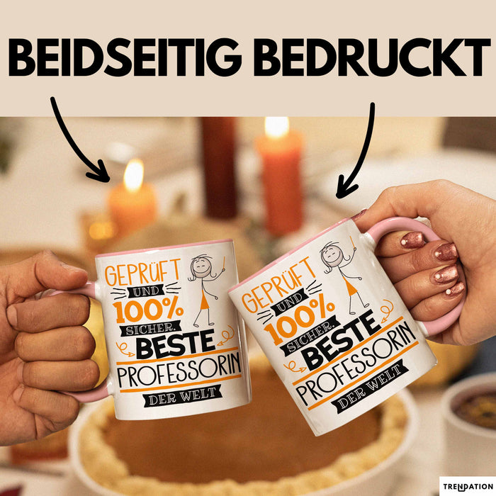 Beste Professorin Der Welt Tasse Geschenk für Eine Professorin Geprüft Und Sicher Geschenkidee Geburtstag Weihnachten Rosa Trendation
