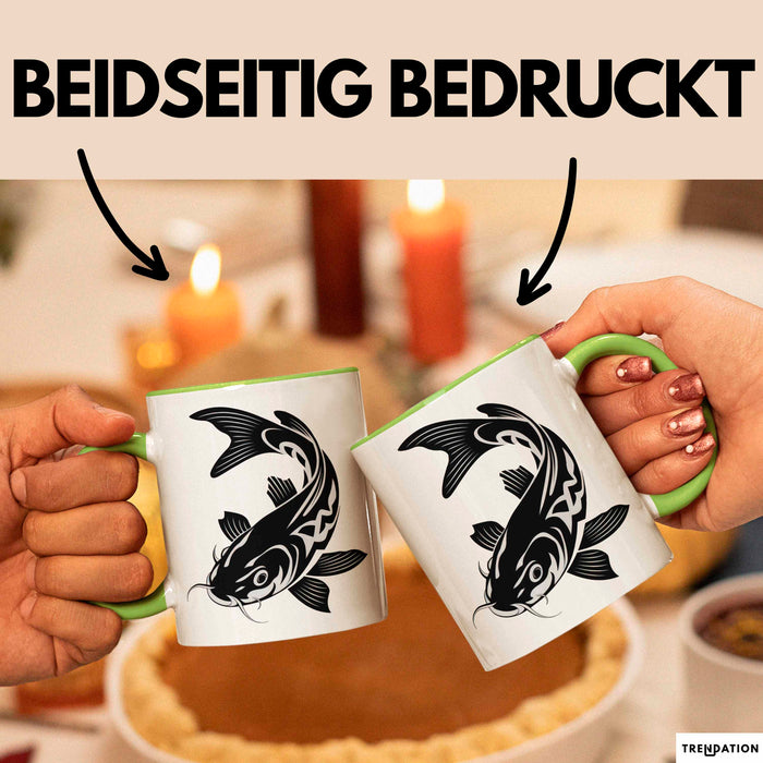 Karpfen Angelliebhaber Fischer Tasse Geschenk Lustige Geschenkidee Spruch Grün Trendation