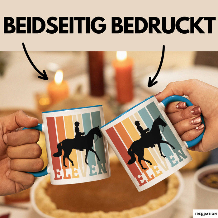 Tasse Geschenk Eleven Retro Pferd Spruch Lustiger Becher Blau Trendation
