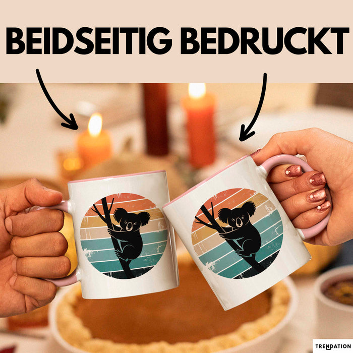 Retro Koala Tierliebhaber Tasse Geschenk Lustige Geschenkidee Spruch Rosa Trendation