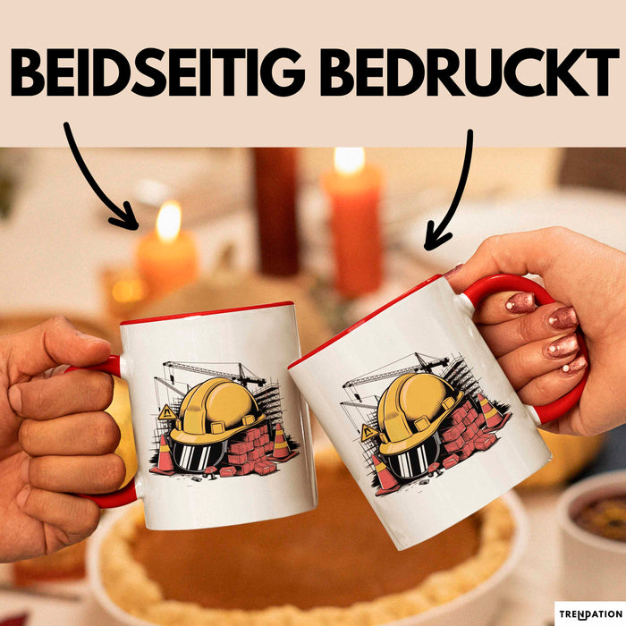 Bauarbeiter Tasse Geschenkidee Bauprofi Lustiger Spruch Geschenkidee Lustig Rot Trendation