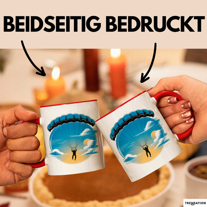 Fallschirmspringer Tasse Geschenkidee Freifall Süchtiger Geschenkidee Lustig Rot Trendation