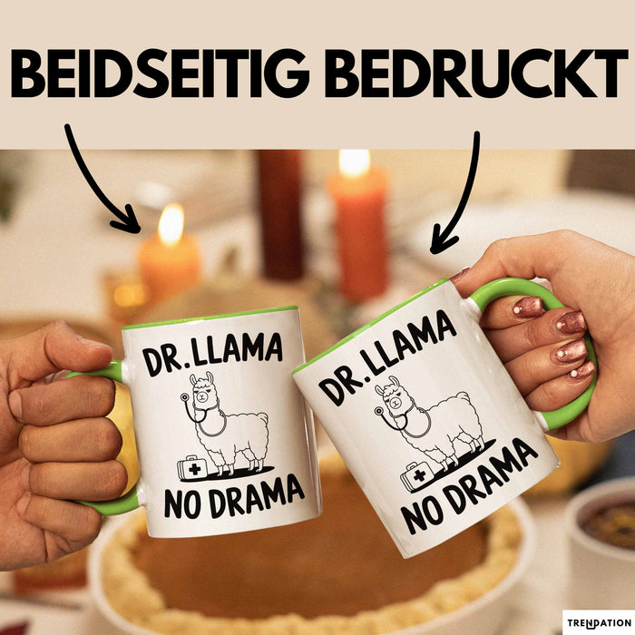 Lama Tasse Geschenk Dr Llama No Drama Geschenkidee Lustig Tier Grün Trendation