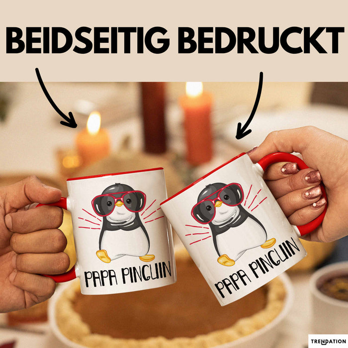 Papa Pinguin Tasse Geschenk Pinguin Liebhaber Vatertag Rot Trendation