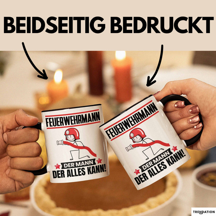 Feuerwehrmann Tasse Geschenk für Feuerwehrmann Der Mann Der Alles Kann Geschenkidee zum Geburtstag Schwarz Trendation
