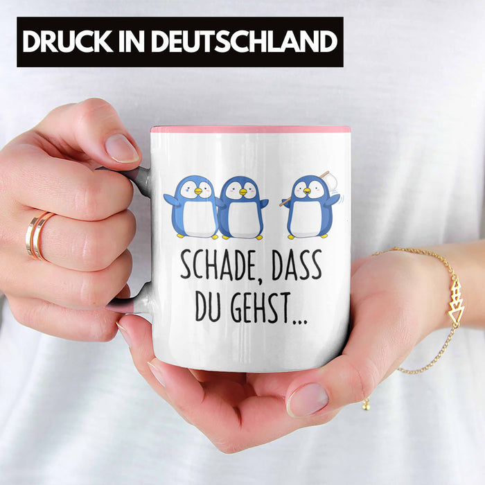 Trendation - Jobwechsel Tasse Geschenk Kollegin Kollege Abschied Lustig Abschiedsgeschenk Sprüche Neuer Job Schade Dass Du Gehst Rosa Trendation