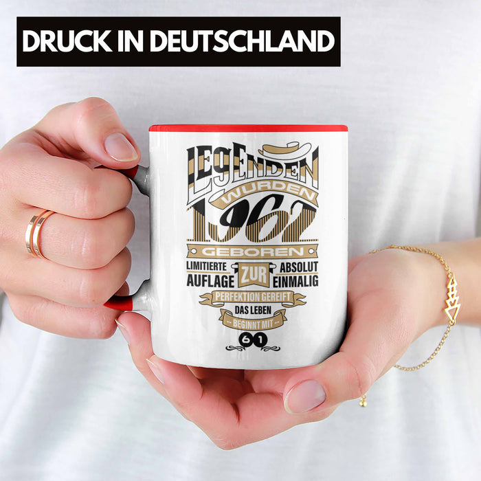 TRENDATION 60. Geburtstag Tasse Frau Mann Geschenk 60er Geschenkidee 60 Mutter Vater Rot Trendation