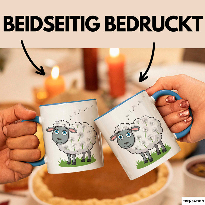 Schaf Tier Bauer Tasse Becher Geschenk Lustige Geschenkidee Spruch Blau Trendation