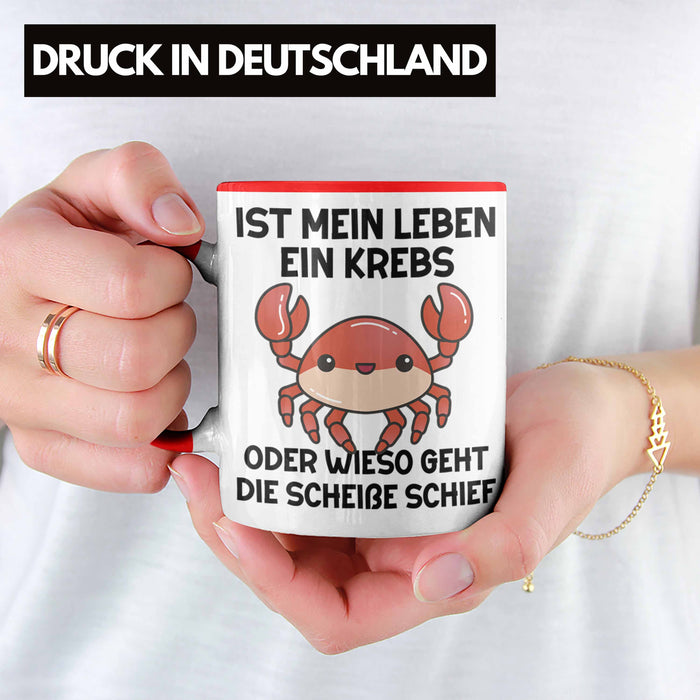 Dank Meme Tasse Spruch Internet Meme Geschenkidee Depressionen Ist Mein Leben Ein Krebs Oder Wieso Geht Die SCH Schief? Rot Trendation