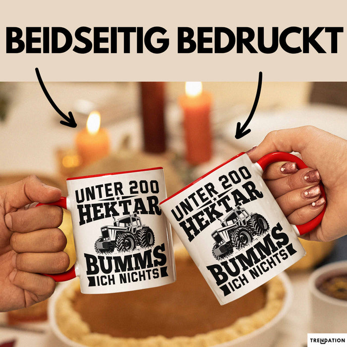 Landwirt Tasse Geschenk Unter 200 Hektar Bumms Ich Nichts Bauer Traktor Becher Rot Trendation