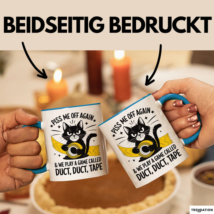 Katzen Tasse Geschenk Duct Duct Tape Geschenkidee Lustig Katze Sarkasmus Blau Trendation