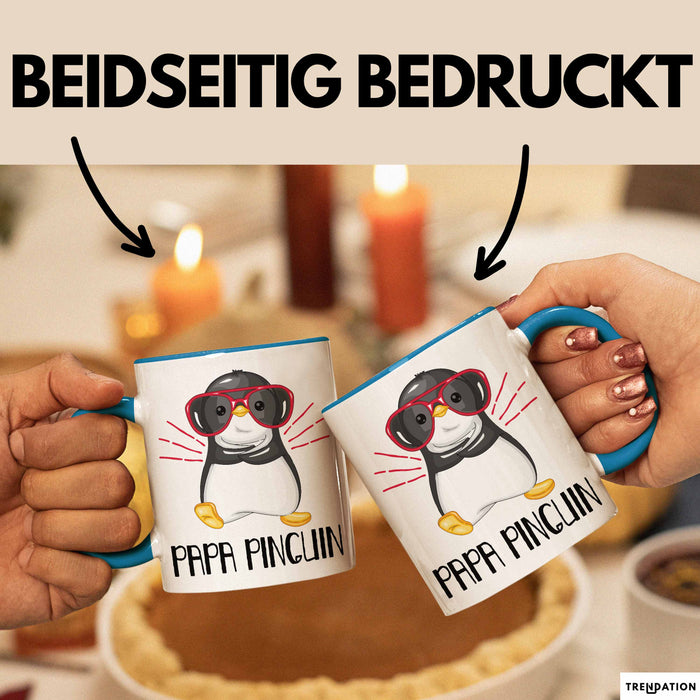 Papa Pinguin Tasse Geschenk Pinguin Liebhaber Vatertag Blau Trendation