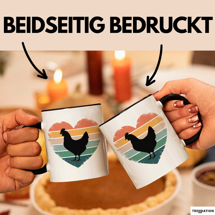 Huhn Tier Bauer Tasse Becher Geschenk Lustige Geschenkidee Spruch Hühnerherz Schwarz Trendation