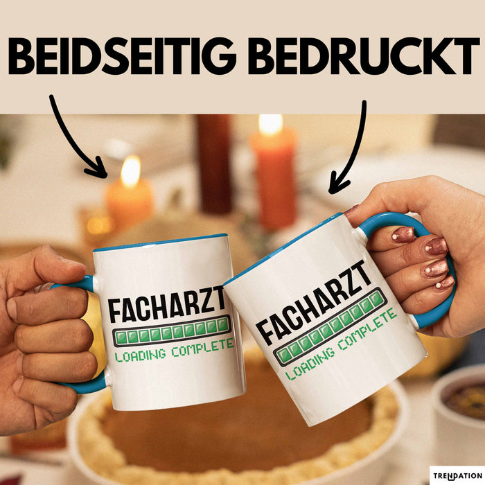 Facharzt Tasse Geschenk Werdender Arzt Geschenkidee Studium Medizin Kaffee-Becher Blau Trendation