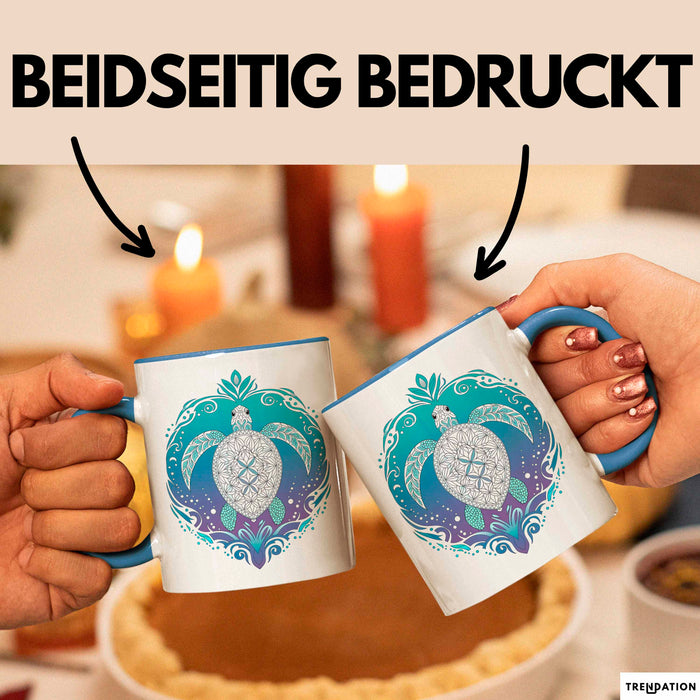 Schildkröte Tierliebhaber Tasse Geschenk Lustige Geschenkidee Spruch Schildkröten Mandala Blau Trendation