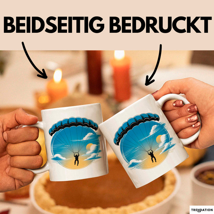 Fallschirmspringer Tasse Geschenkidee Freifall Süchtiger Geschenkidee Lustig Weiß Trendation