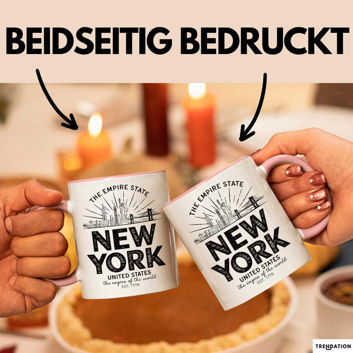 New York City USA Tasse Geschenk Lustige Geschenkidee Spruch Rosa Trendation