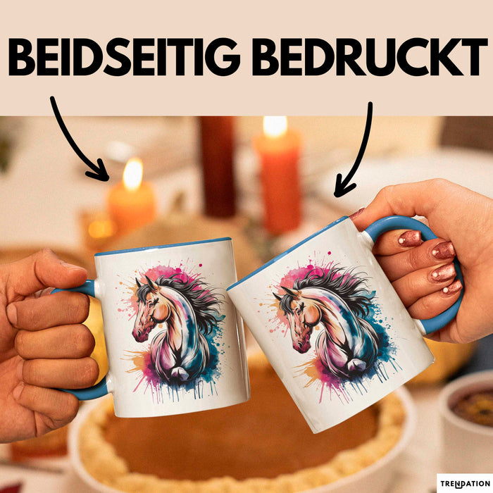 Pferde Tierliebhaber Tasse Geschenk Lustige Geschenkidee Spruch Blau Trendation