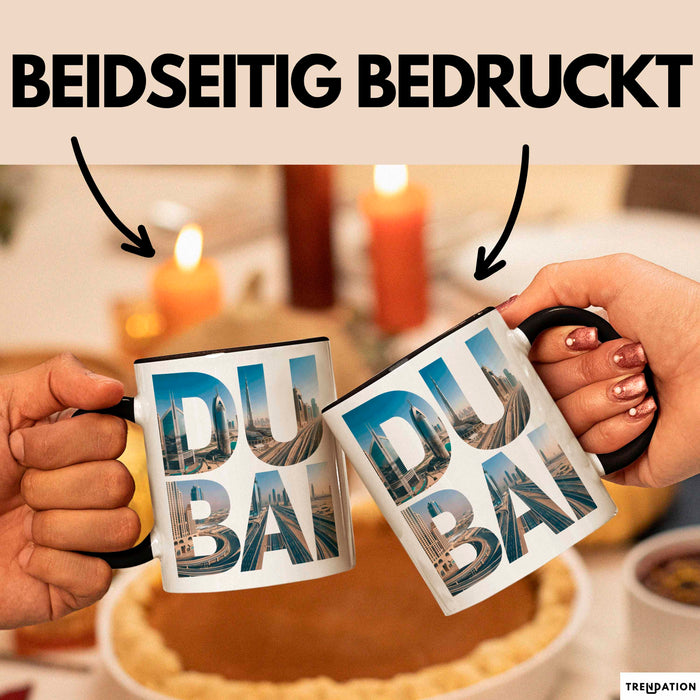 Dubai VAE Tasse Geschenk Lustige Geschenkidee Spruch Schwarz Trendation