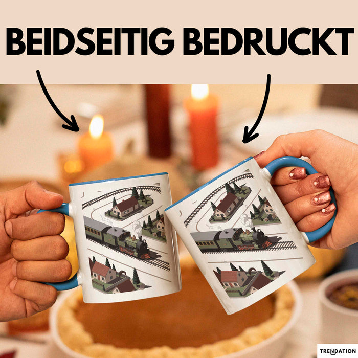 Modelleisenbahn Sammler Tasse Geschenk Lustige Geschenkidee Spruch Für Miniatur Bahn Fans Blau Trendation