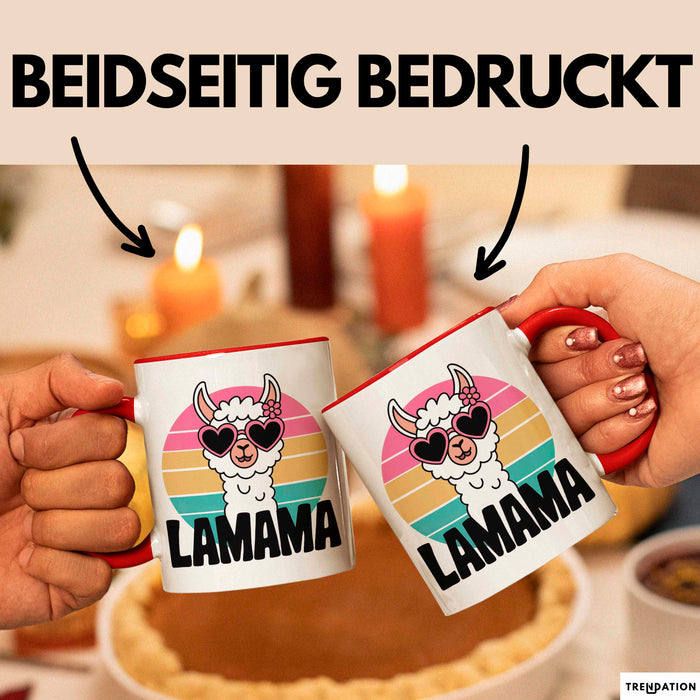 Lama Alpaka Mama Mutter Schwangerschaft Tasse Becher Geschenk Lustige Geschenkidee Spruch Lamama Rot Trendation