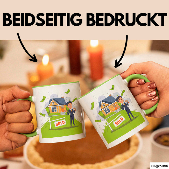 Immobilienmakler Tasse Geschenk Lustige Geschenkidee Spruch Für Haus Verkäufer Grün Trendation