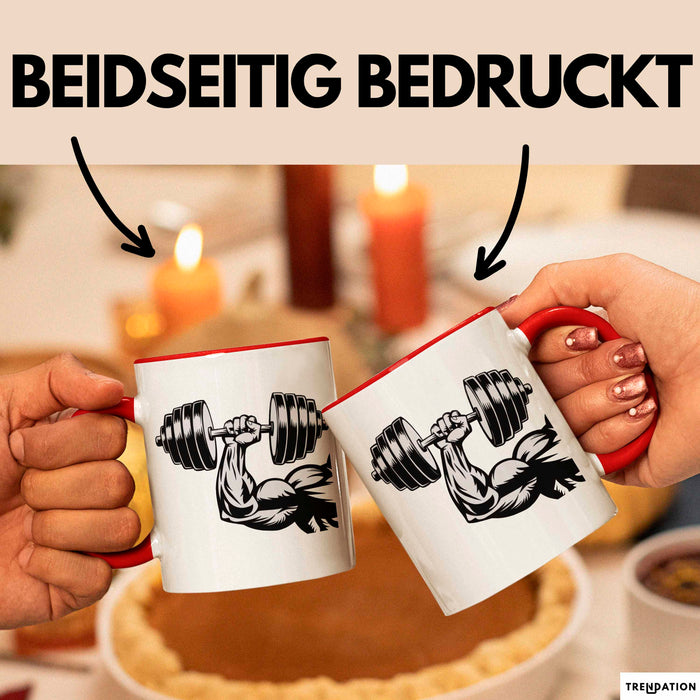 Bodybuilder Tasse Geschenkidee für Fitness Experten Rot Trendation