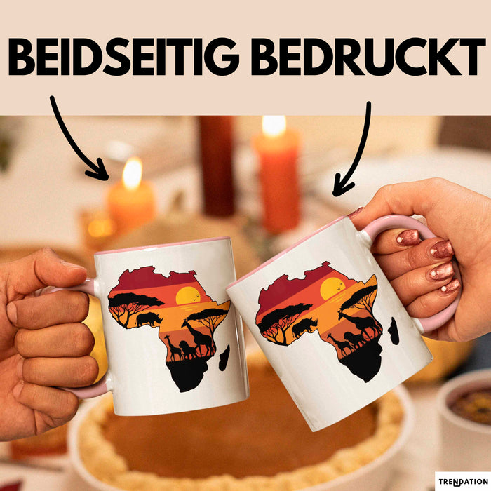Afrika Karte Nashorn Tasse Geschenk Lustige Geschenkidee Spruch Rosa Trendation