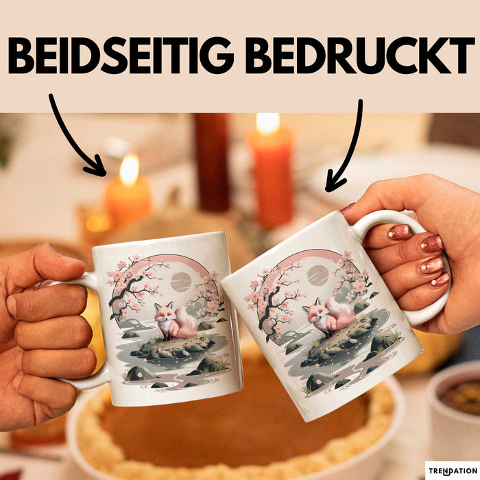 Fuchs Tierliebhaber Tasse Geschenk Lustige Geschenkidee Spruch Japanischer Kitsune Fuchs Weiß Trendation