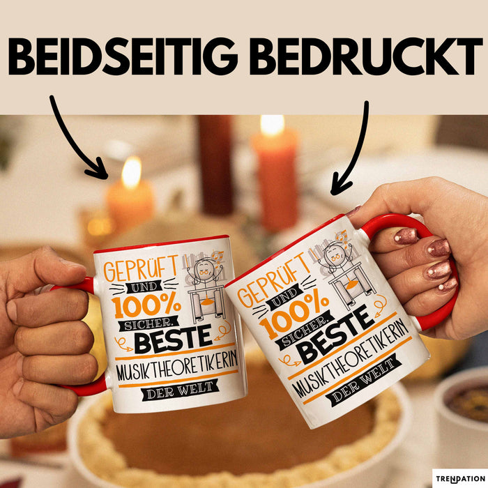 Beste Musiktheoretikerin Der Welt Tasse Geschenk für Eine Musiktheoretikerin Geprüft Und Sicher Geschenkidee Geburtstag Weihnachten Rot Trendation