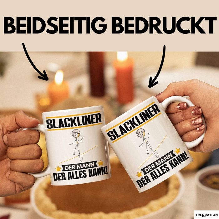 Slackliner Tasse Geschenk für Slackliner Der Mann Der Alles Kann Geschenkidee zum Geburtstag Weiß Trendation
