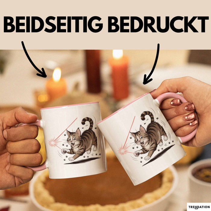 Katzenliebhaber Tasse Geschenkidee für Katzenfreunde Rosa Trendation