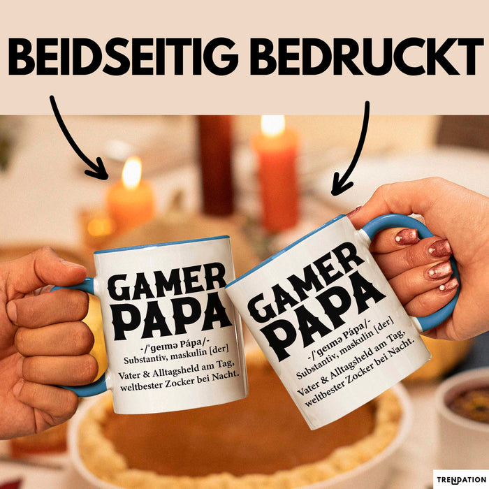Spieler Papa Tasse Geschenk Lustige Geschenkidee Spruch Gamer Papa Blau Trendation