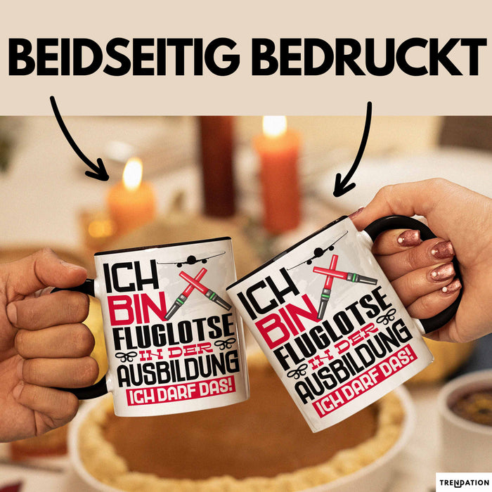 Fluglotse Ausbildung Tasse Geschenk Ich Bin Fluglotse In Der Ausbildung Ich Darf Das Geschenkidee Spruch Schwarz Trendation