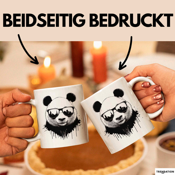 Panda Mit Sonnenbrille Tasse Geschenk Lustige Geschenkidee Spruch Weiß Trendation