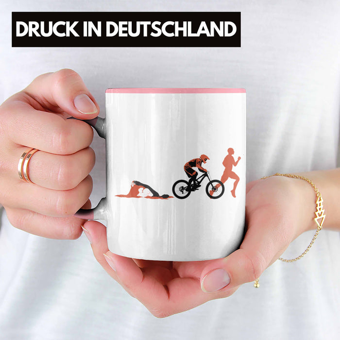 Triathlon Swim Bike Run Triathlet Tasse Geschenk Schwimmen Fahrrad Rennen Rosa Trendation