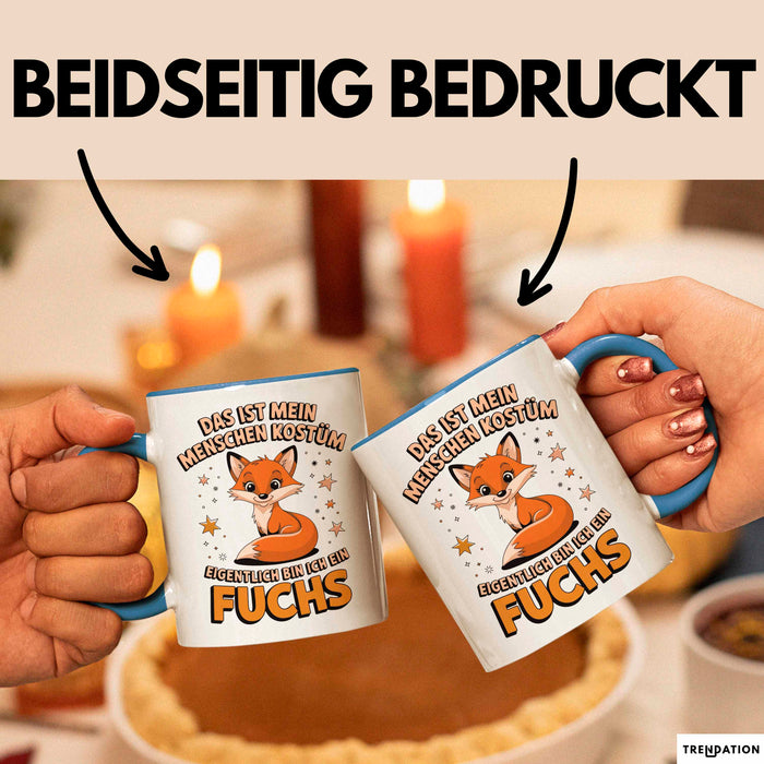 Fuchs Tierliebhaber Tasse Geschenk Lustige Geschenkidee Spruch Eigentlich Bin Ich Ein Fuchs Blau Trendation