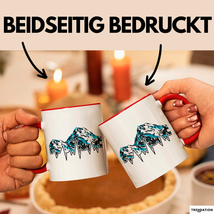 Ski Tasse Geschenk Grafik Skiberge Berge Becher Rot Trendation