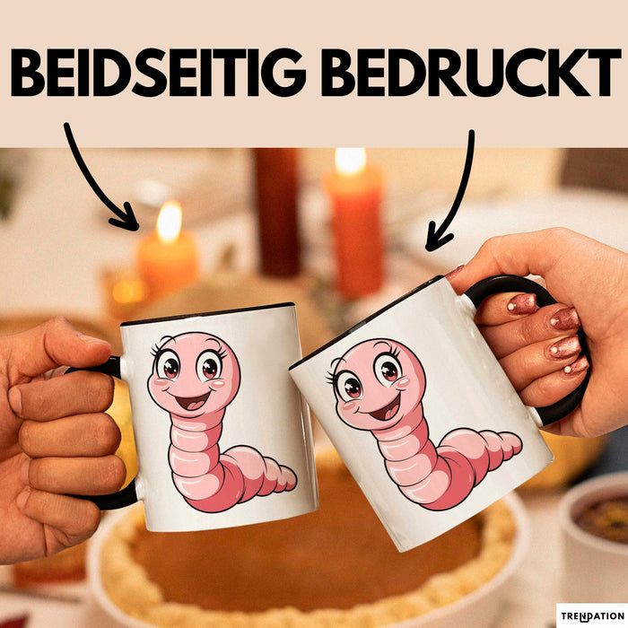 Regenwurm Tasse Geschenk Lustige Geschenkidee Spruch Schwarz Trendation