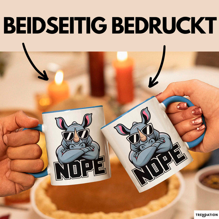 Nashorn Tasse Geschenk Lustige Geschenkidee Spruch Nö Blau Trendation