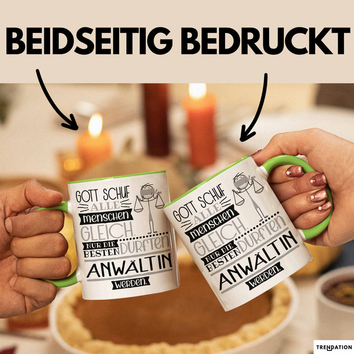 Anwältin Geschenk Becher Tasse Gott Schuf Alle Menschen Gleich Nur Die Besten Durfeten Anwältin Werden Geschenkidee Lustig Grün Trendation