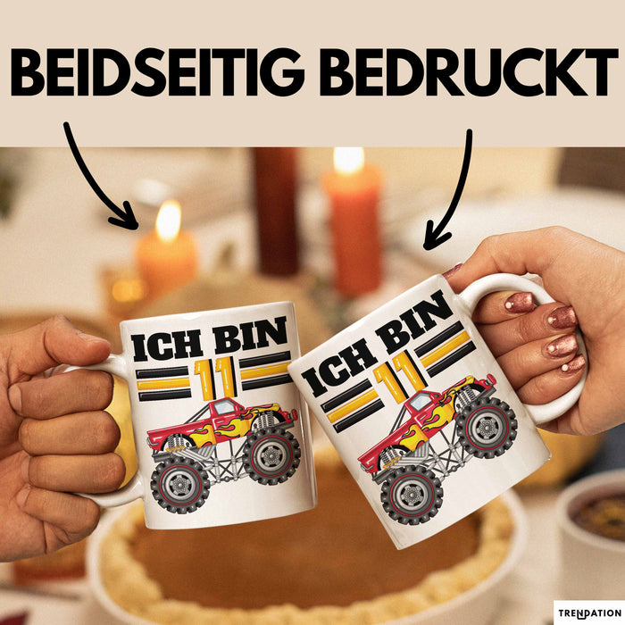 11. Geburtstag Geschenk Tasse Becher Jungs Trucks Geburtstagsgeschenk Ich Bin 11 Weiß Trendation