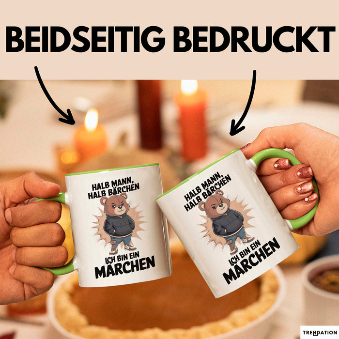 Bärtige Männer Tasse Geschenk Lustige Geschenkidee Spruch Halb Mann Halb Bärchen Grün Trendation